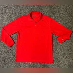 Nike Golf Tour Performance Men’s Red Long-Sleeve Polo with Swoosh Large